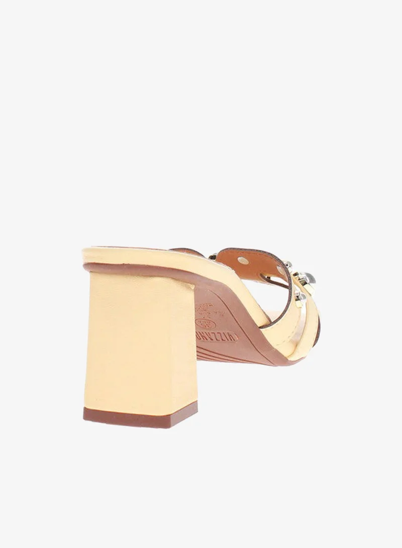 VIZZANO Yellow Mid Heels Sandals for Women – Sling Back Heel Sandals for Girls with Ankle Strap for Women | Best Price UAE