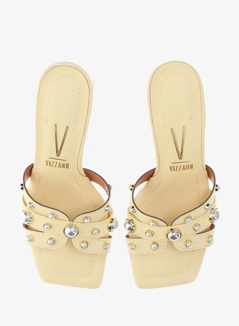 VIZZANO Yellow Mid Heels Sandals for Women – Sling Back Heel Sandals for Girls with Ankle Strap for Women | Best Price UAE