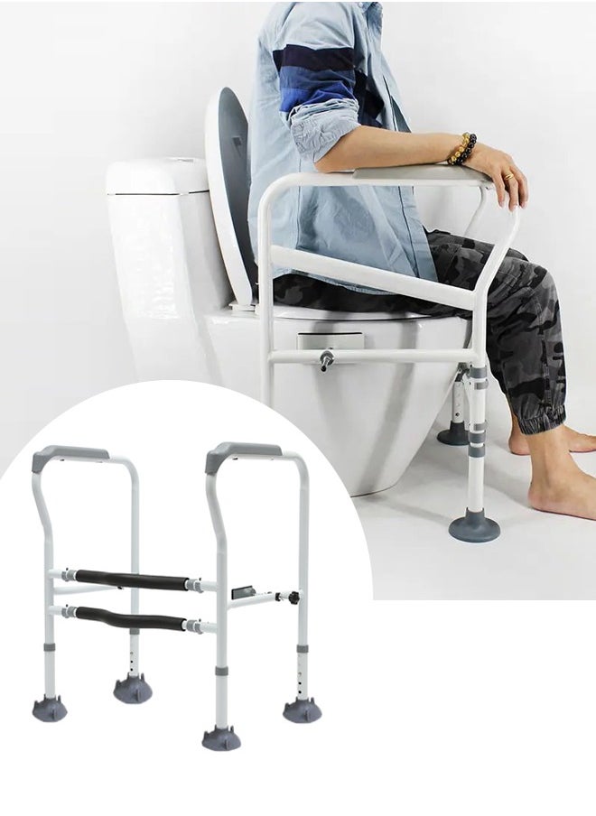 Generic - Universal Toilet Safety Rail With Ergonomic Curved Design, No-Drill Installation Toilet Grab Bars With Anti-Rollover Clips, Height Adjustable Toilet Handles, Safe and Durable Toilet Safety Frame for Elderly Care - Image 1