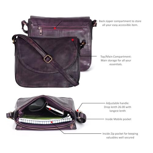 Ozora Genuine Leather Shoulder Crossbody Purse For Women with Adjustable Strap, Mobile Pocket & Outside & Inside Zipper - Image 4