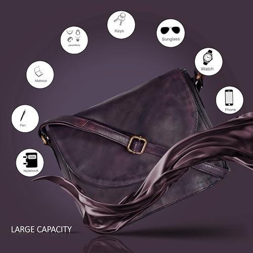 Ozora Genuine Leather Shoulder Crossbody Purse For Women with Adjustable Strap, Mobile Pocket & Outside & Inside Zipper - Image 3
