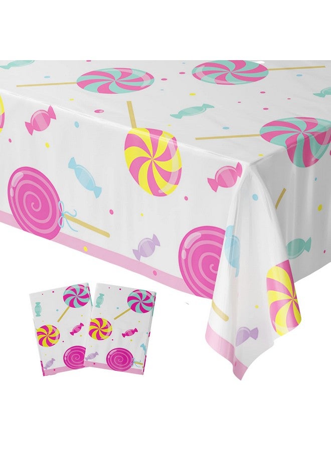 Blue Orchards أغطية طاولات الحلوى (عبوة من قطعتين) مقاس 54 × 108 بوصة، مفرش طاولة ملون كبير الحجم بطابع الحلوى، لوازم حفلات أعياد الميلاد بطابع الحلوى، ديكورات أعياد الميلاد بطابع الحلوى، حفلات المصاصات، حفلات أعياد الميلاد، بساتين زرقاء - Image 1