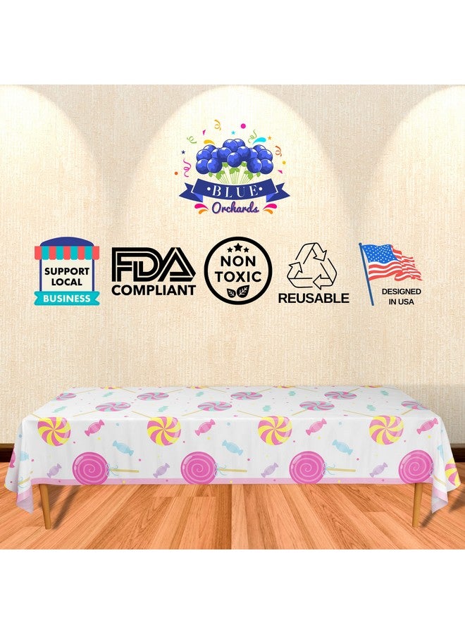 Blue Orchards أغطية طاولات الحلوى (عبوة من قطعتين) مقاس 54 × 108 بوصة، مفرش طاولة ملون كبير الحجم بطابع الحلوى، لوازم حفلات أعياد الميلاد بطابع الحلوى، ديكورات أعياد الميلاد بطابع الحلوى، حفلات المصاصات، حفلات أعياد الميلاد، بساتين زرقاء - Image 4