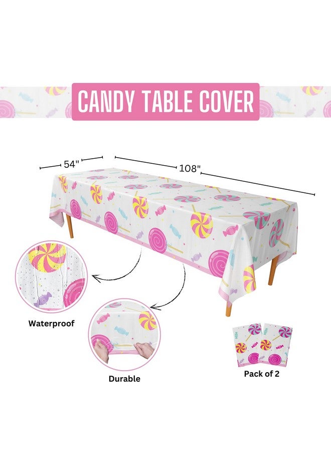 Blue Orchards أغطية طاولات الحلوى (عبوة من قطعتين) مقاس 54 × 108 بوصة، مفرش طاولة ملون كبير الحجم بطابع الحلوى، لوازم حفلات أعياد الميلاد بطابع الحلوى، ديكورات أعياد الميلاد بطابع الحلوى، حفلات المصاصات، حفلات أعياد الميلاد، بساتين زرقاء - Image 3
