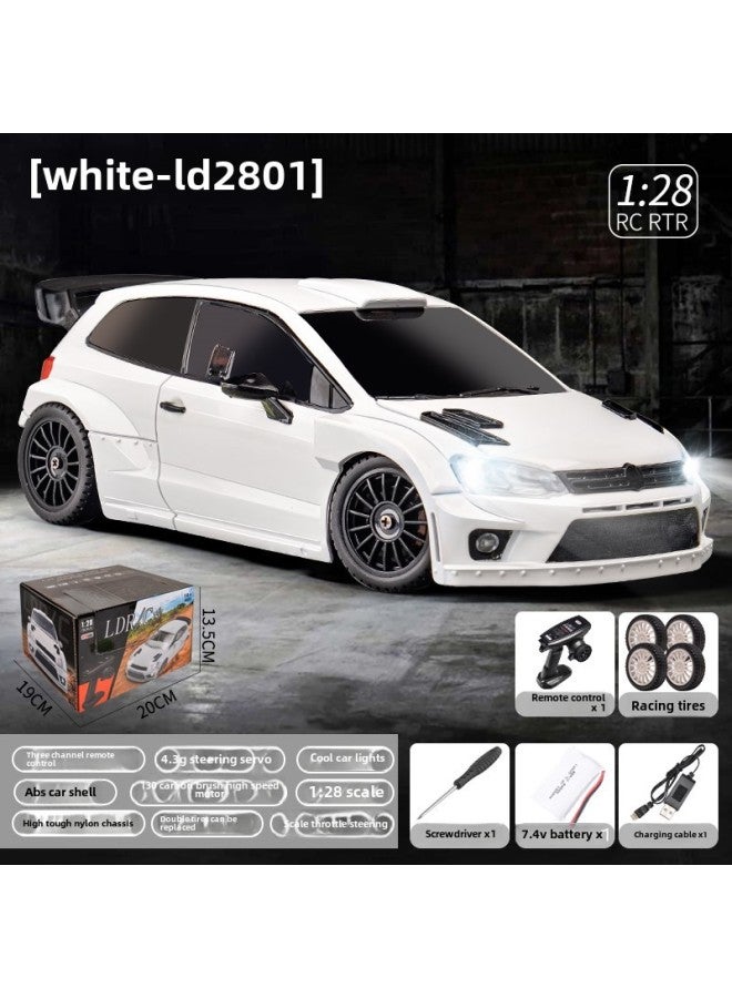 Landa Technology LD2801 Four-wheel Drive Full Scale Polo Model 1/28 Drift RC Remote Control Car Electric Toy-Color:White (7.4v)-Scale:1:28 - Image 1