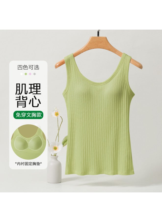 Red Bean Vertical Stripes No Bra Required Women'S Camisole With Built-In Padded Inserts, Base Layer Tank Top For Under Or Over Clothing - Image 2