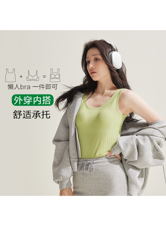 Red Bean Vertical Stripes No Bra Required Women'S Camisole With Built-In Padded Inserts, Base Layer Tank Top For Under Or Over Clothing - Image 4