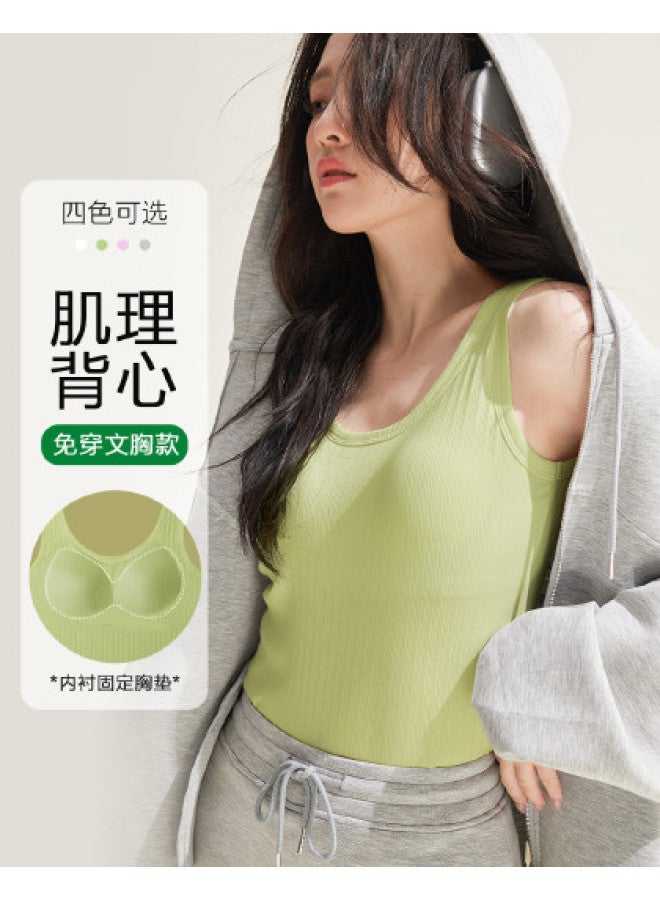 Red Bean Vertical Stripes No Bra Required Women'S Camisole With Built-In Padded Inserts, Base Layer Tank Top For Under Or Over Clothing - Image 1