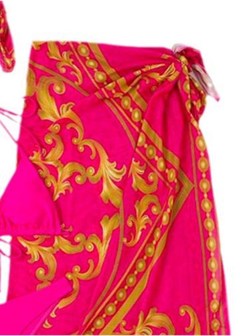 Generic 4pcs new swimsuit mesh cover-up skirt printed bikini swimsuit set  - Image 4