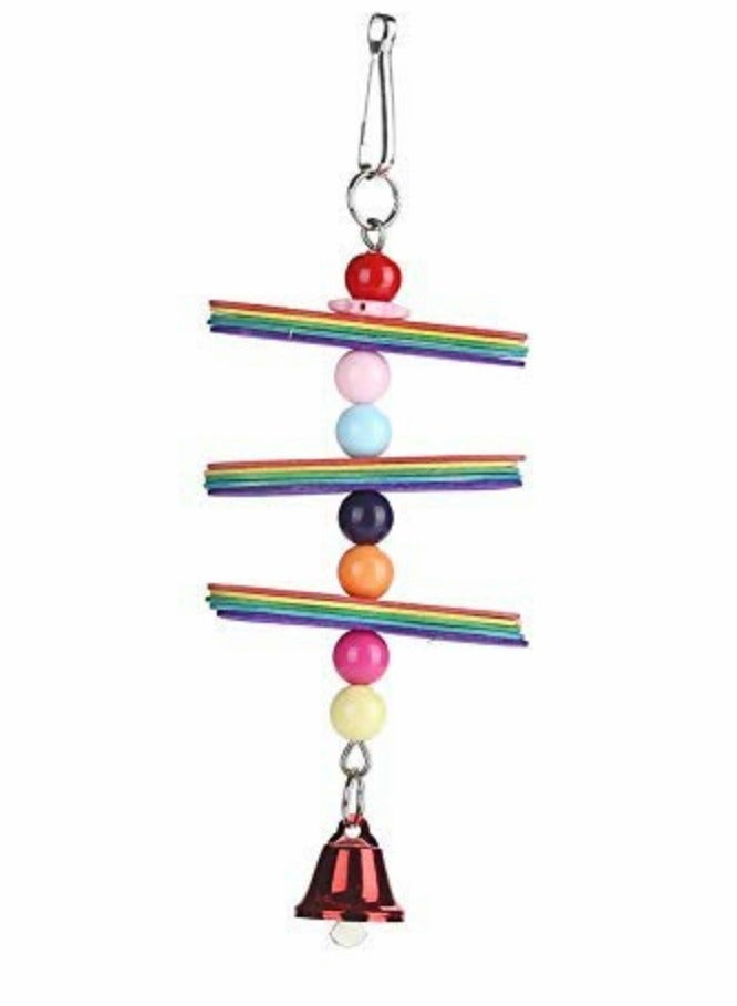 Excefore Wooden Popsicle Sticks Toy with Colorful Beads & Metal Bell for Birds Parrot Parakeet Cockatiel Lovebird Chewing Grind Teeth Pet Cage Supplies - Image 5