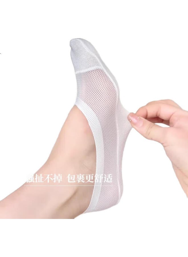 Madallo 3 Pairs Of Women'S Ice Silk Boat Socks, Non-Slip Cotton Bottom Summer Thin Socks, Low-Cut Invisible Short Socks - Image 1