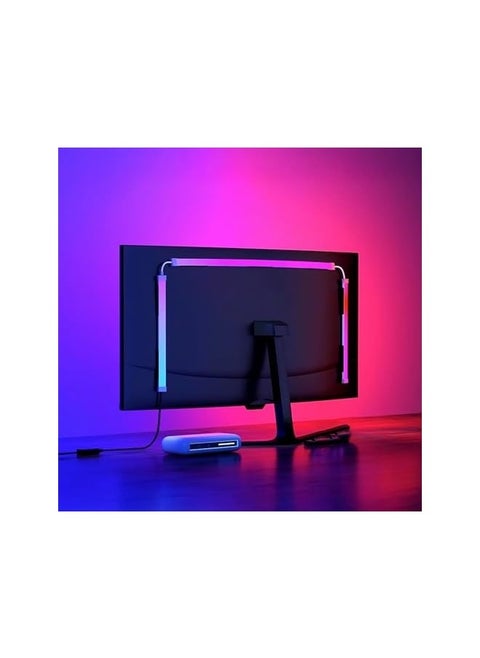 شاشة ألعاب مع أضواء خلفية LED، إضاءة شريط LED متزامنة مع ألوان الشاشة والموسيقى للألعاب والأفلام، شريط إضاءة RGBIC خلف الشاشة، تدعم أجهزة الكمبيوتر أو ماك (27 بوصة)