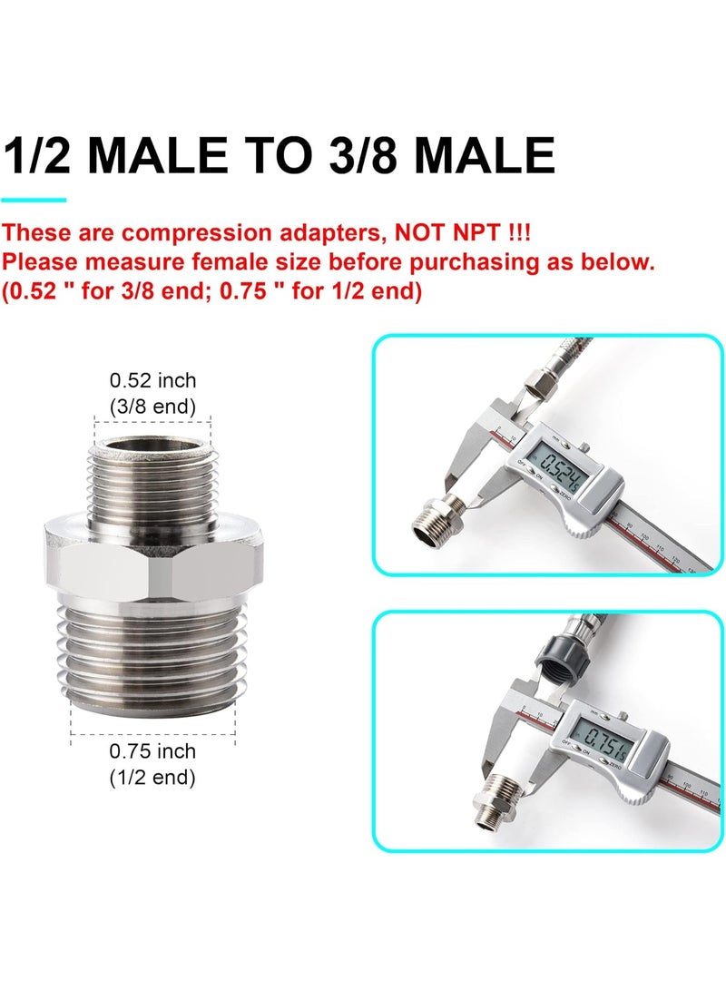 1/2" to 0.8" Reducer Faucet Adapter, Compressed Copper Pipe, 0.8" Male to 1/2" Male Supply Line Adapter for Kitchen Plumbing, Water Hose Pipe Connector with Rubber Ring, (2 Pack) - Image 3