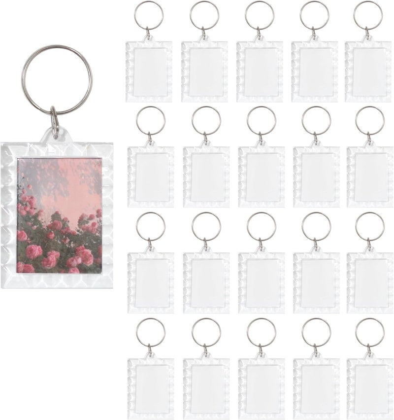BetterJonny 20Pcs Acrylic picture Keychain Blanks Photo Keychain Clear in Photo Keychain Acrylic Picture Frame Keyrings - Image 1