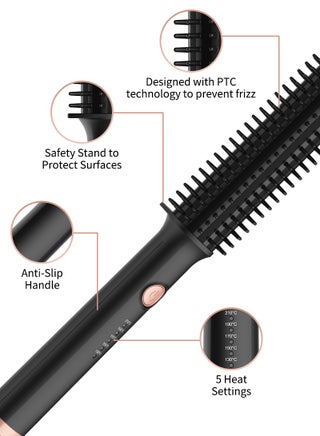 Slim Hot Hair Brush - 1.25” Thermal Brush, Ionic Anti-Frizz Styling Brush, 210°C Safe Styling Temperature Technology, Straightener & Curler Function and Auto-Off, Ideal for Curly, Textured & Fine Hair - view 2