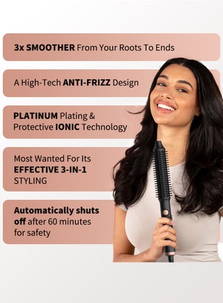Slim Hot Hair Brush - 1.25” Thermal Brush, Ionic Anti-Frizz Styling Brush, 210°C Safe Styling Temperature Technology, Straightener & Curler Function and Auto-Off, Ideal for Curly, Textured & Fine Hair - view 5