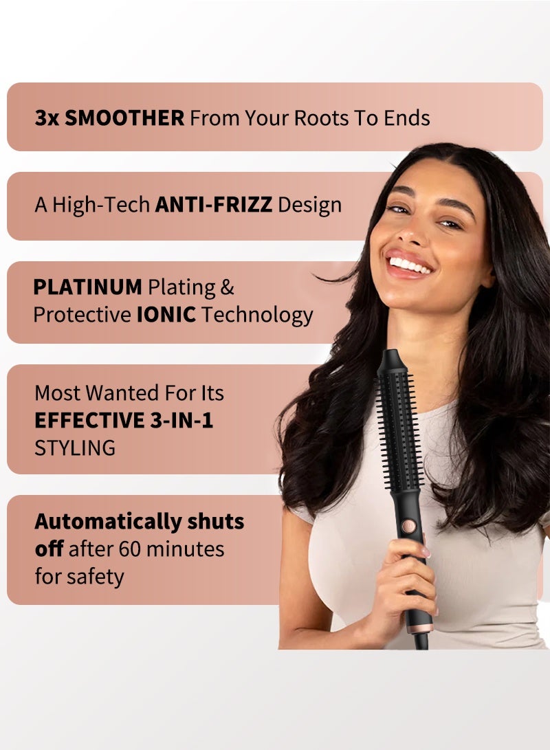 BESTIS Slim Hot Hair Brush - 1.25” Thermal Brush, Ionic Anti-Frizz Styling Brush, 210°C Safe Styling Temperature Technology, Straightener & Curler Function and Auto-Off, Ideal for Curly, Textured & Fine Hair - Image 5