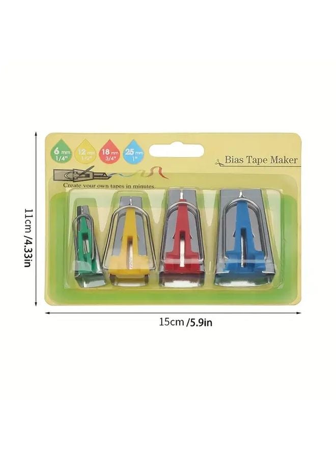 4 Piece Hemming Set Bias Tape Machine 6mm 12mm 18mm 25mm For Fabric Quilting And Sewing - Image 1