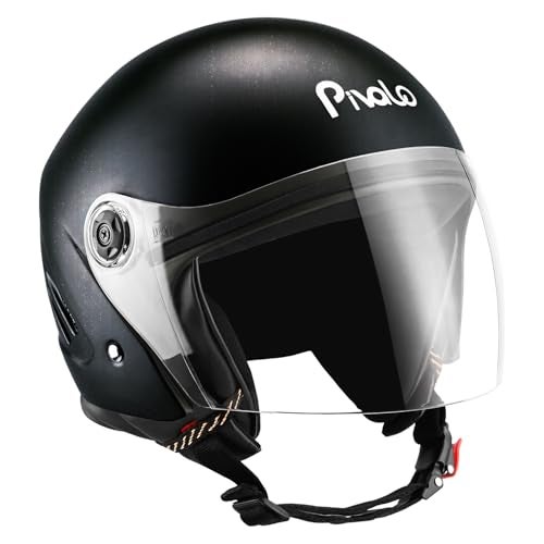 Pivalo X-Pearl 580MM Half Face Helmet with Outer Clear Visor Glossy Finish Scratch Resistant Open-Face for Bike Scooty Riding Men and Women (Pack of 1, Black) - Image 1