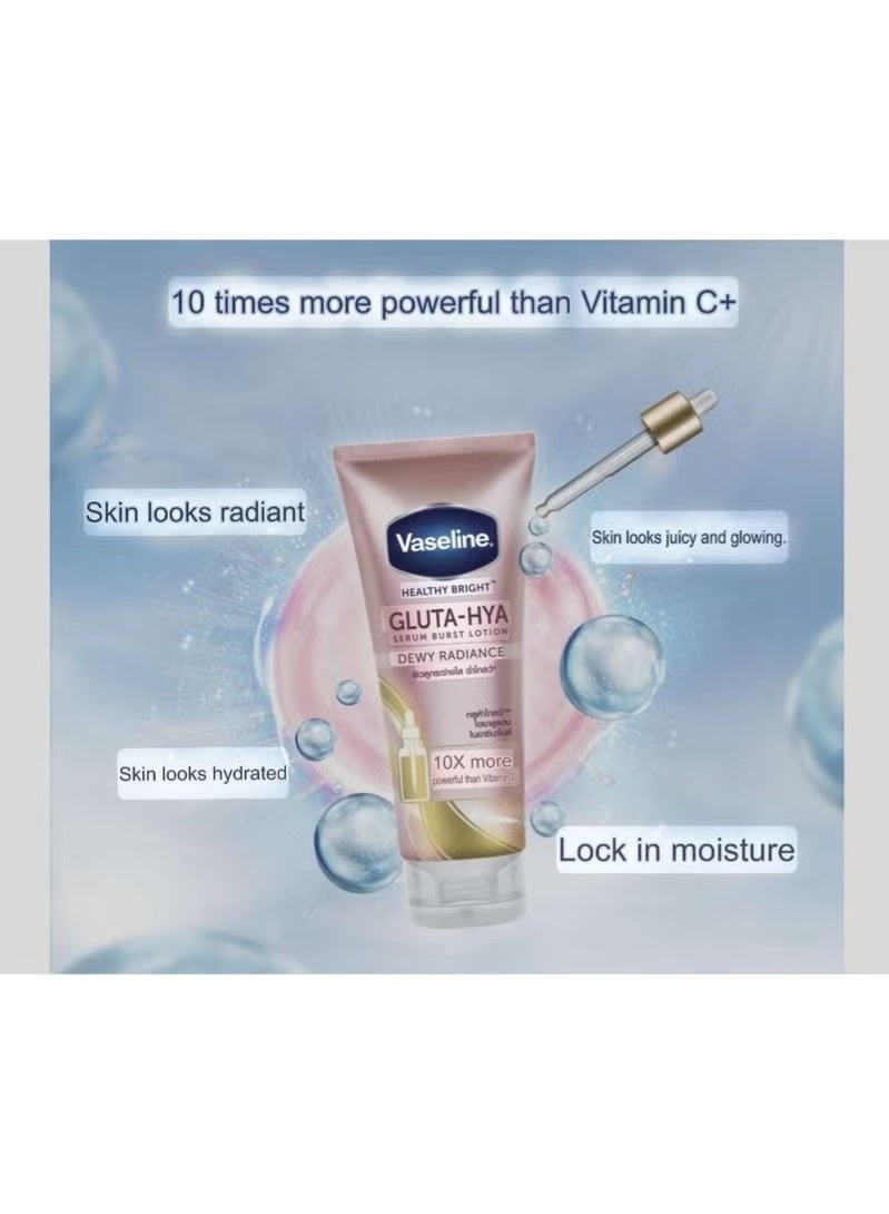 Vaseline Gluta-Hya Dewy Radiance Lotion for Face & Body | Gives Brighter Skin | Glutathione & Niacinamide Infused Moisturizer, 300ml - Image 3