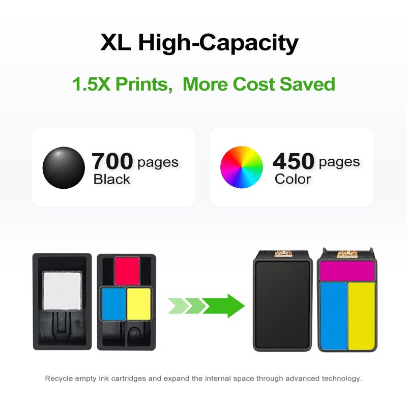 Ankink 67XL Ink Cartridge Replacement for HP 67 XL hp67xl Black/Color Combo Pack for DeskJet Envy 2855e 2827e 2755e 6055e 2700 2700e 6000 6000e 4155e 4227e 2734e 6455e 6400 2752e 4100 4100e 6400e Printer - Image 4