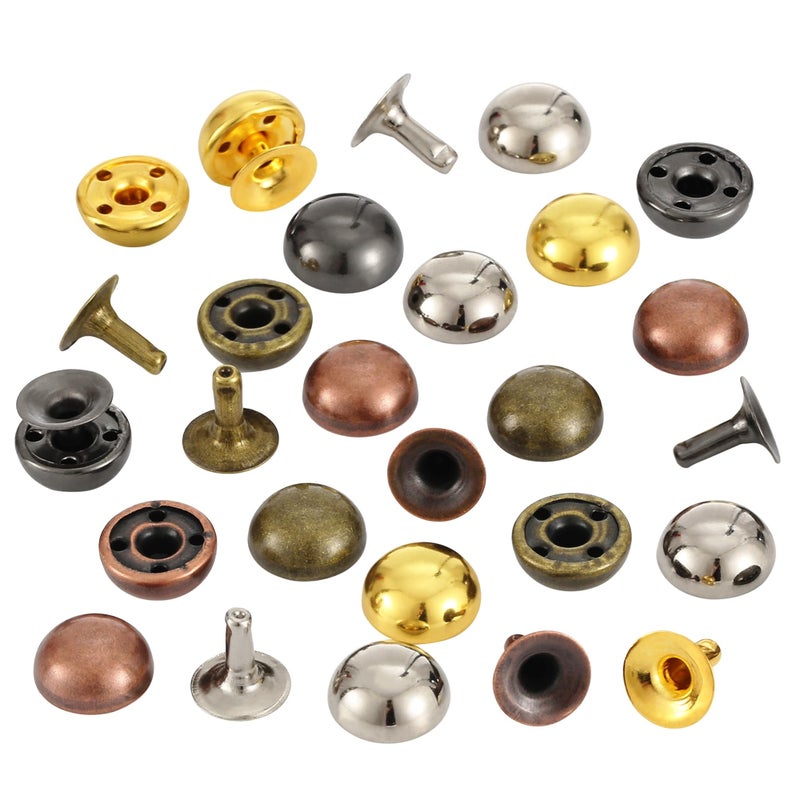 YORANYO 150 Sets 12x6mm Round Dome Leather Rivets Studs for Clothing Purse Feet for Handbags Studs and Spikes with Hole Punch and Mushroom Rivets Setter for Shoes Bags Belts Dog Collars Leather Craft - Image 3