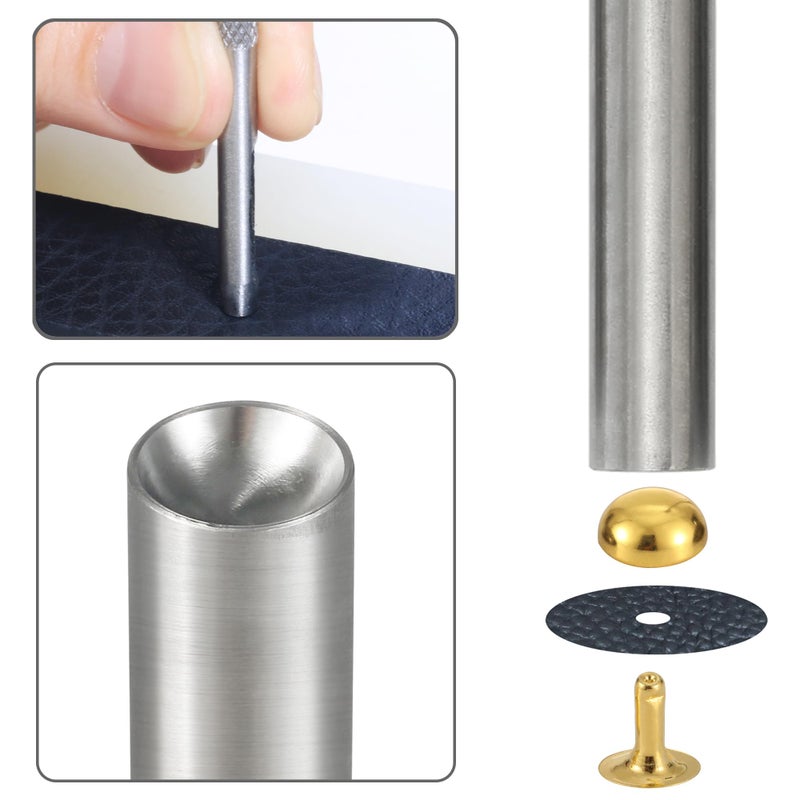 YORANYO 150 Sets 12x6mm Round Dome Leather Rivets Studs for Clothing Purse Feet for Handbags Studs and Spikes with Hole Punch and Mushroom Rivets Setter for Shoes Bags Belts Dog Collars Leather Craft - Image 5