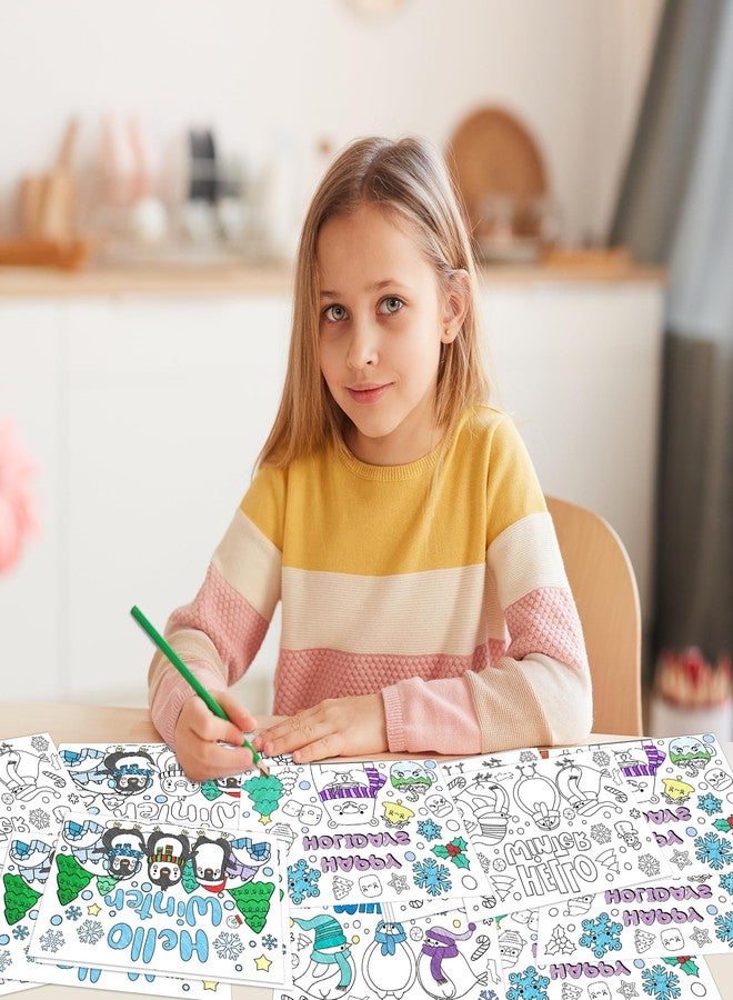 ANGOLIO Hello Winter Scene Coloring Pages - 32Pcs Christmas Coloring Pages for Kids Bulk Snowman Polar Bear Penguin Coloring Poster for Kids Winter Christmas Classroom Home Holiday Party Supplies - Image 5