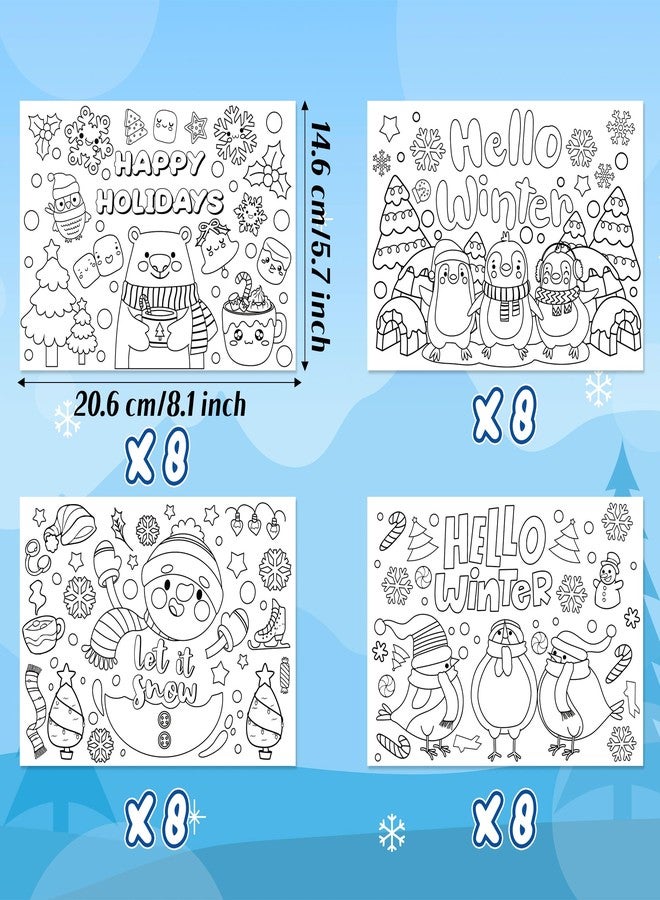 ANGOLIO Hello Winter Scene Coloring Pages - 32Pcs Christmas Coloring Pages for Kids Bulk Snowman Polar Bear Penguin Coloring Poster for Kids Winter Christmas Classroom Home Holiday Party Supplies - Image 2