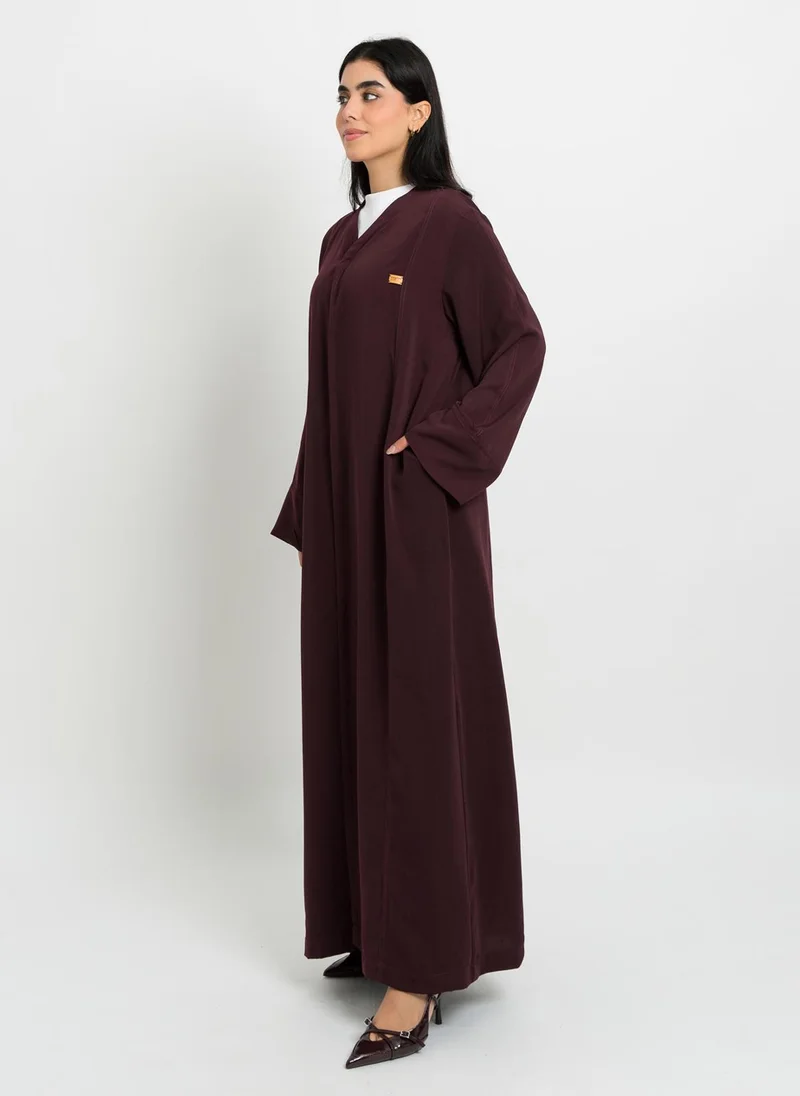 Kaafmeem Abstract Maroon Closed Practical Abaya