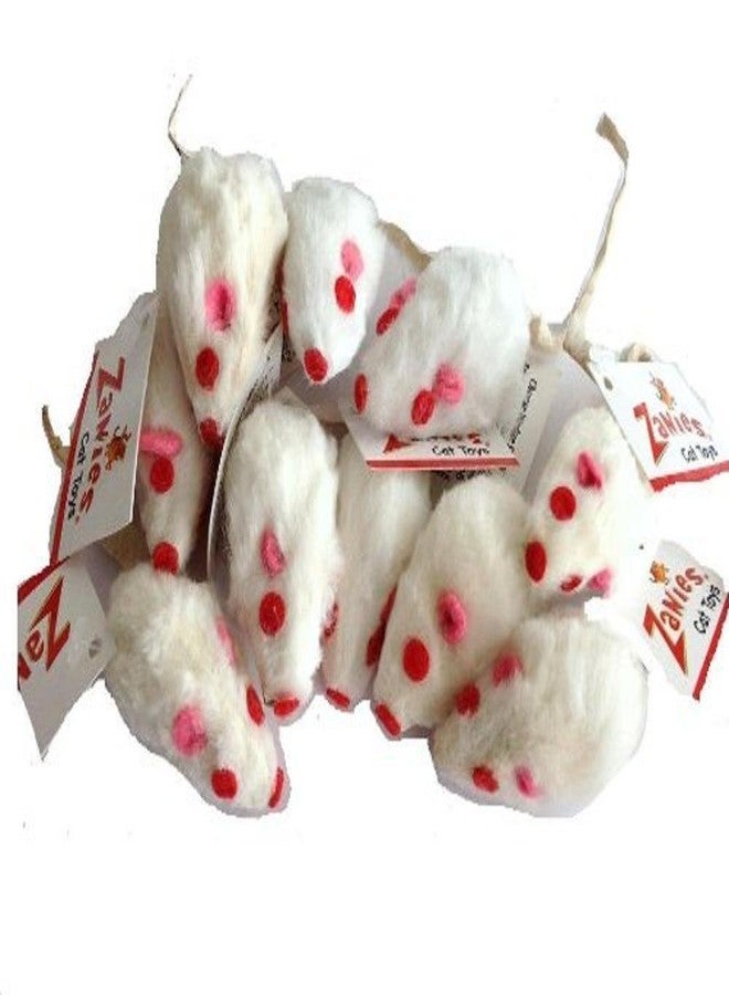 PetEdge 10 Realistic White Mice Cat Toys with Real Rabbit Fur by Zanies - Image 1