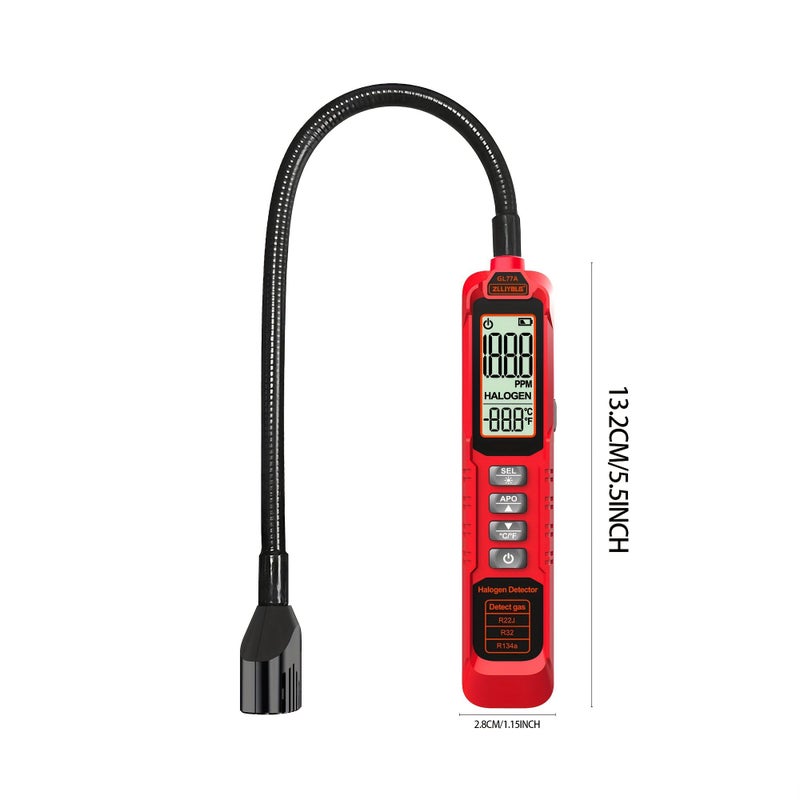 Refrigerant Leak Detector With Heating Diode Sensor And Halogen Leak Sniffer For Automotive HVAC Compatible With CFCs HCFCs HFCs R22 R134A R1234YF Model ZL77A - Image 4