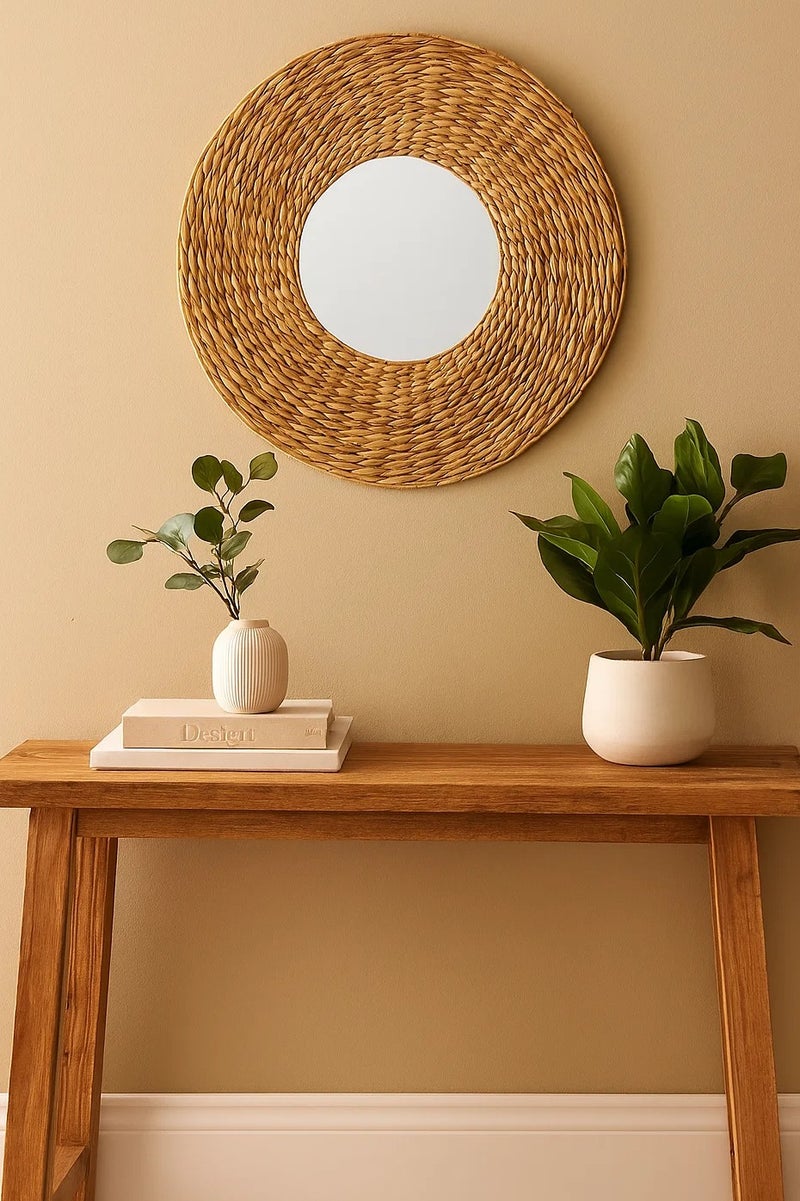 لوفت لورينا، مرآة دائرية بإطار من الألياف الطبيعية المنسوجة يدويًا - صناعة فرنسية أنيقة للديكور المعاصر، المقاس D75XW2.5CMS -193137 - Image 4