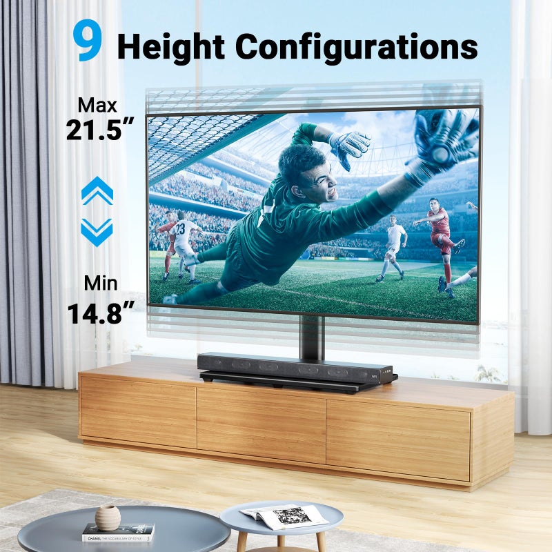 PERLESMITH Swivel Universal TV Stand Mount for 32-86 Inch LCD OLED Flat/Curved Screen TVs up to 99lbs-Height Adjustable Table Top TV Stand/Base with Tempered Glass Base&Wire Management,VESA 600x400mm - Image 5