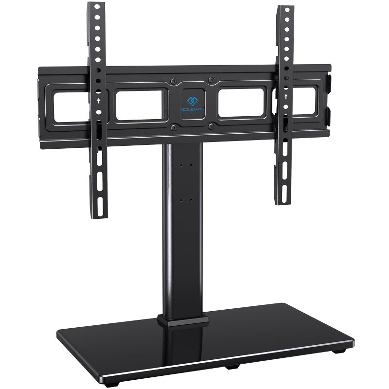 PERLESMITH Swivel Universal TV Stand Mount for 32-86 Inch LCD OLED Flat/Curved Screen TVs up to 99lbs-Height Adjustable Table Top TV Stand/Base with Tempered Glass Base&Wire Management,VESA 600x400mm - Image 1