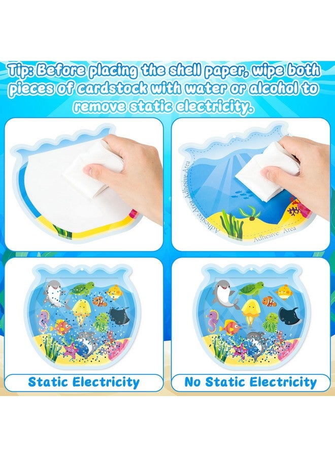 WATINC Summer Ocean Animals Aquarium Scene DIY Crafts Kit, Make Fish Tank Under The Sea Animals Craft Art with Glitter Sequins Sugar Papers, Sea World Party Favors for Kids School Classroom (12Pcs) - Image 3