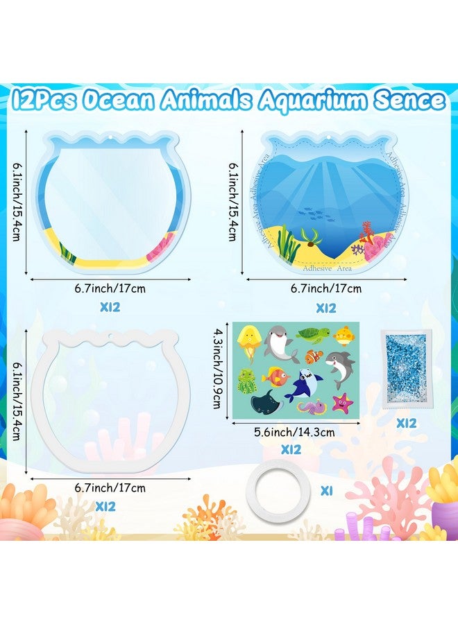 WATINC Summer Ocean Animals Aquarium Scene DIY Crafts Kit, Make Fish Tank Under The Sea Animals Craft Art with Glitter Sequins Sugar Papers, Sea World Party Favors for Kids School Classroom (12Pcs) - Image 2