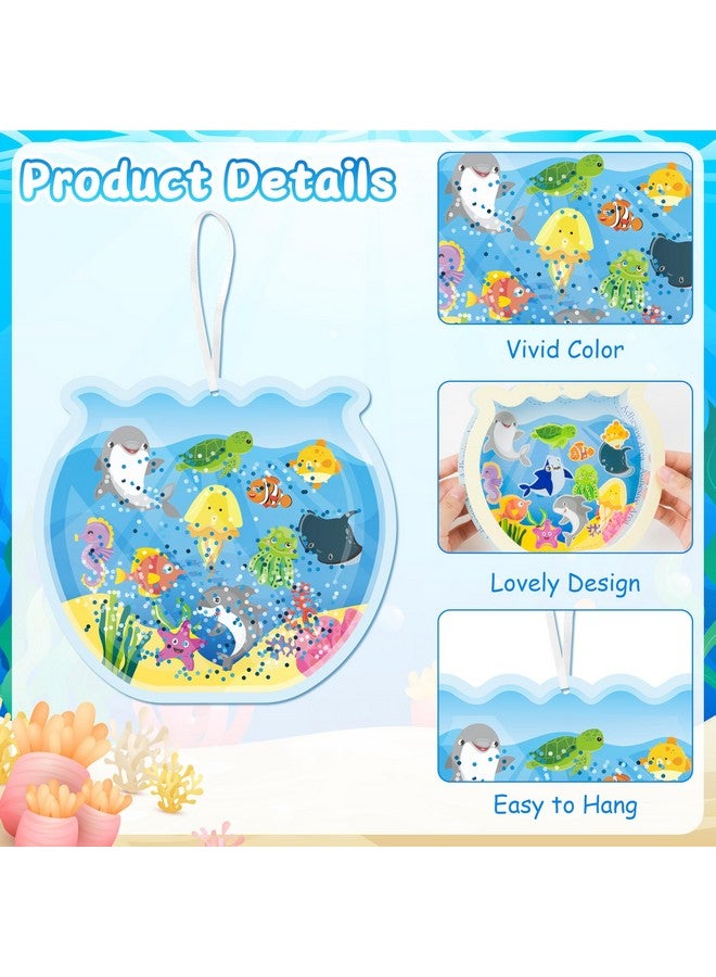 WATINC Summer Ocean Animals Aquarium Scene DIY Crafts Kit, Make Fish Tank Under The Sea Animals Craft Art with Glitter Sequins Sugar Papers, Sea World Party Favors for Kids School Classroom (12Pcs) - Image 4