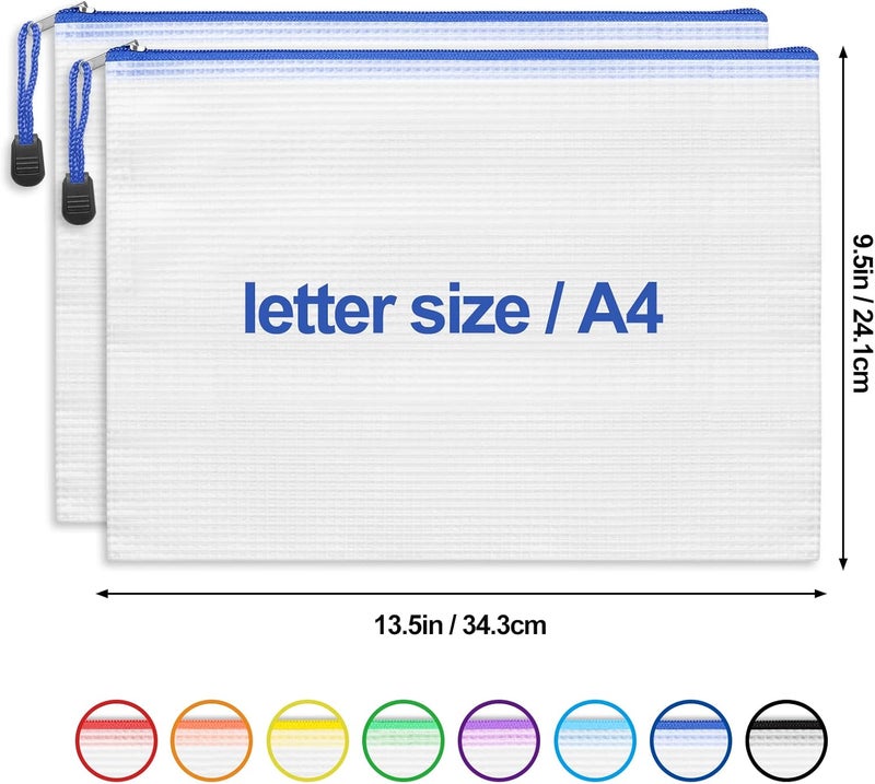 EOOUT 24pcs Mesh Zipper Pouch Zipper Bags, Puzzle Bag for Organizing Storage, Letter Size, A4 Size, Zipper File Bags for School, Board Games and Office Supplies - Image 2