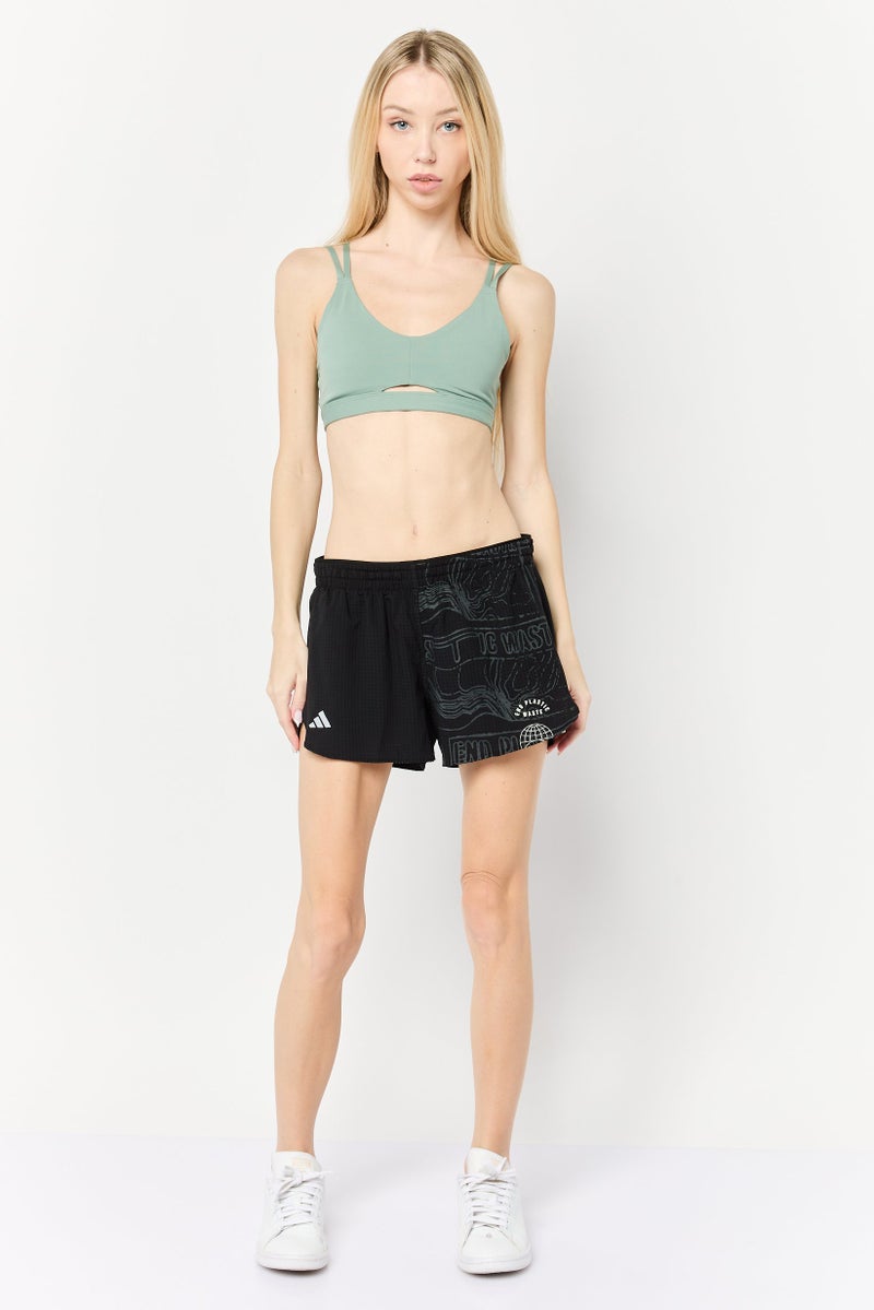 Adidas شورتات جري رياضية نسائية بخصر 3 إنش، أسود - Image 4