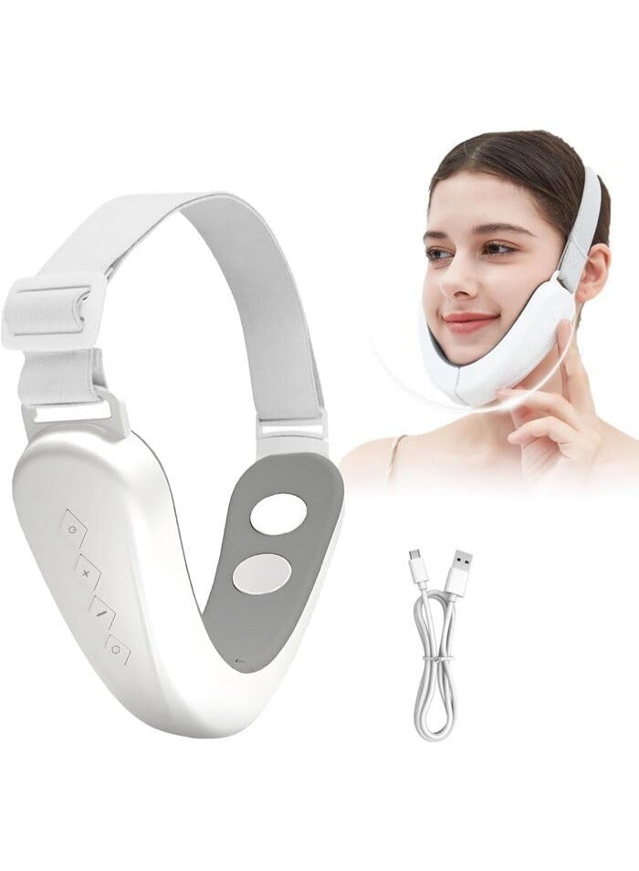 Double Chin Reduction V-Shaped Electric Face Lifting Strap, Smart Facial Massager with Blue Light, V-Shaped Facial Sculpting Device, 6 Modes, 12 Levels, for Sagging Skin and Daily Skincare - Image 1