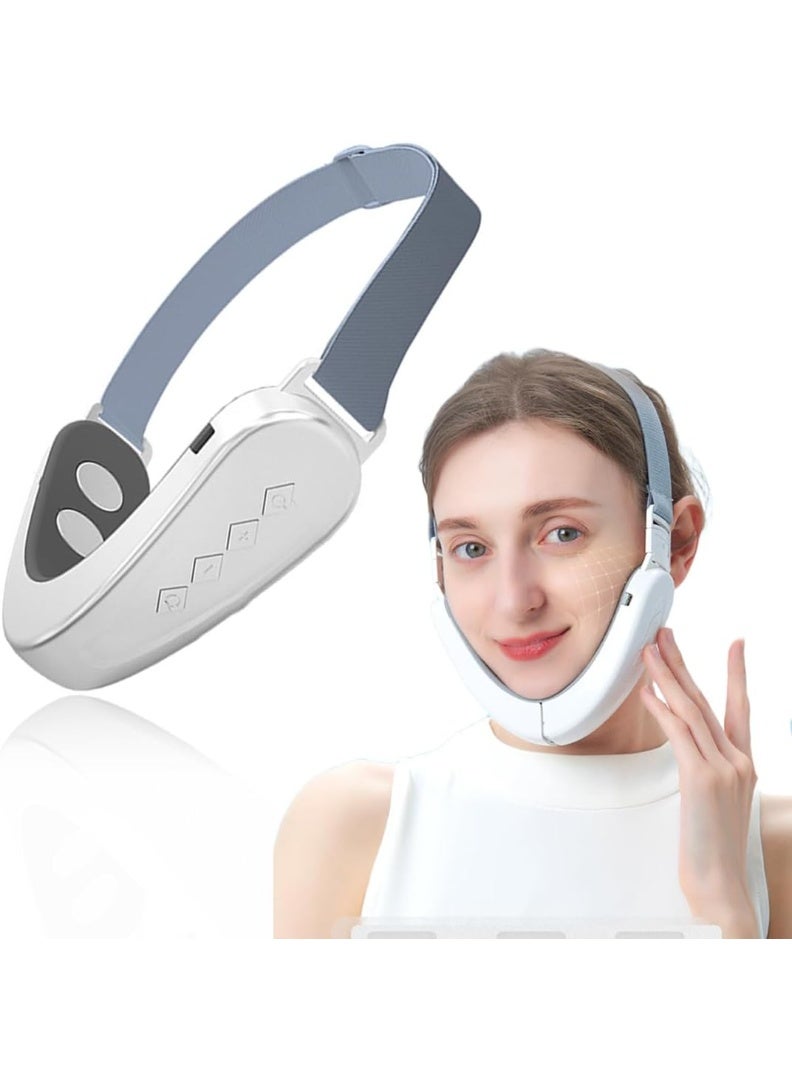 Double Chin Reduction V-Shaped Electric Face Lifting Strap, Smart Facial Massager with Blue Light, V-Shaped Facial Sculpting Device, 6 Modes, 12 Levels, for Sagging Skin and Daily Skincare - Image 2