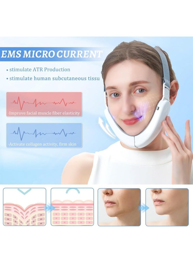 Double Chin Reduction V-Shaped Electric Face Lifting Strap, Smart Facial Massager with Blue Light, V-Shaped Facial Sculpting Device, 6 Modes, 12 Levels, for Sagging Skin and Daily Skincare - Image 4