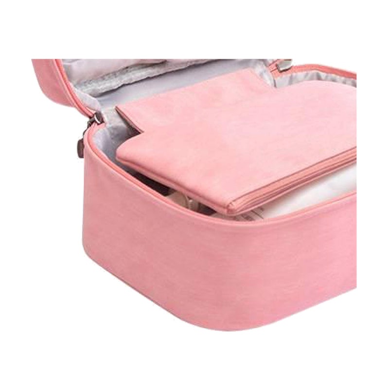Case Makeup Train with Large Capacity Carry Handle Cosmetic Organizer and Travel Storage for cosmetics in Pink - Image 1