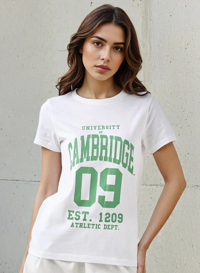SP Characters T-shirt Regular Fit with Cambridge University Print Cotton