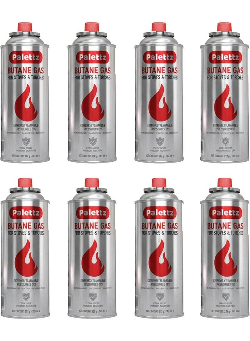 NATIONAL PAINTS Stove Butane Gas Refill 227g (395ml), Premium Portable Fuel Cartridge for Camping Stoves, Torch Welding, BBQ, Heating & Outdoor Cooking, High Purity >98% Butane, Easy & Safe Locking Canister