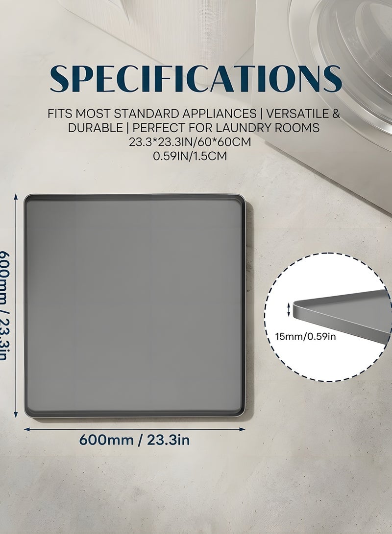 Washer and Dryer Covers for the Top, 23.6 x 23.6 Washing Machine Cover, Leak-proof Protective Silicone Mat with Raised Edge for Washer/Dryer Top Protector for Laundry Room - Image 5