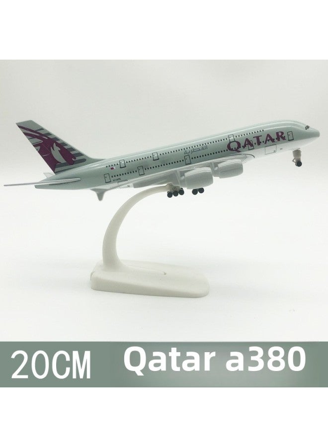 20cm Aircraft Model Qatar A380 Alloy Static Ornaments Landing Gear Model Aircraft Belt Gift Collection-Color:20cm Qatar A380  - Image 1