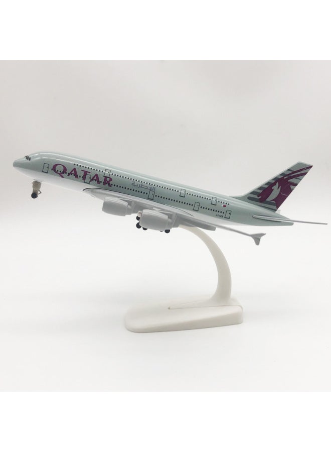20cm Aircraft Model Qatar A380 Alloy Static Ornaments Landing Gear Model Aircraft Belt Gift Collection-Color:20cm Qatar A380  - Image 2
