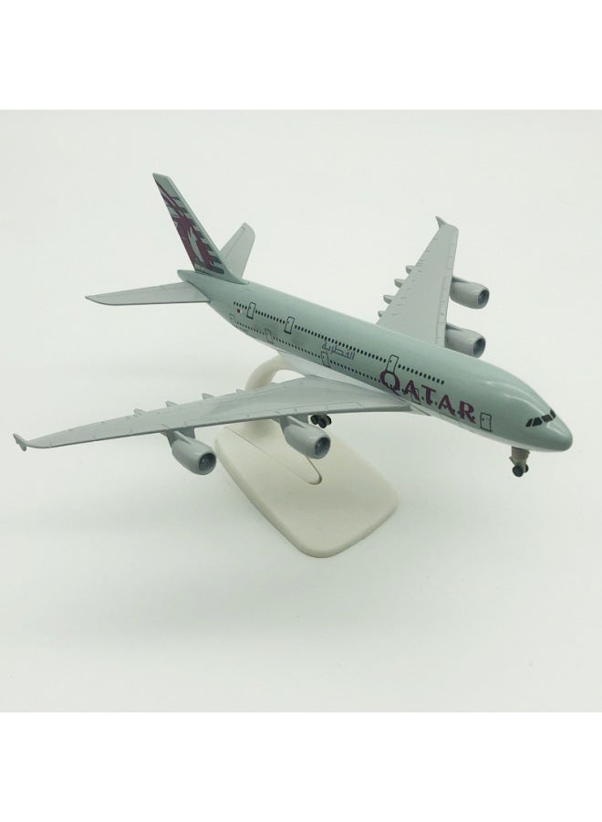 20cm Aircraft Model Qatar A380 Alloy Static Ornaments Landing Gear Model Aircraft Belt Gift Collection-Color:20cm Qatar A380  - Image 3